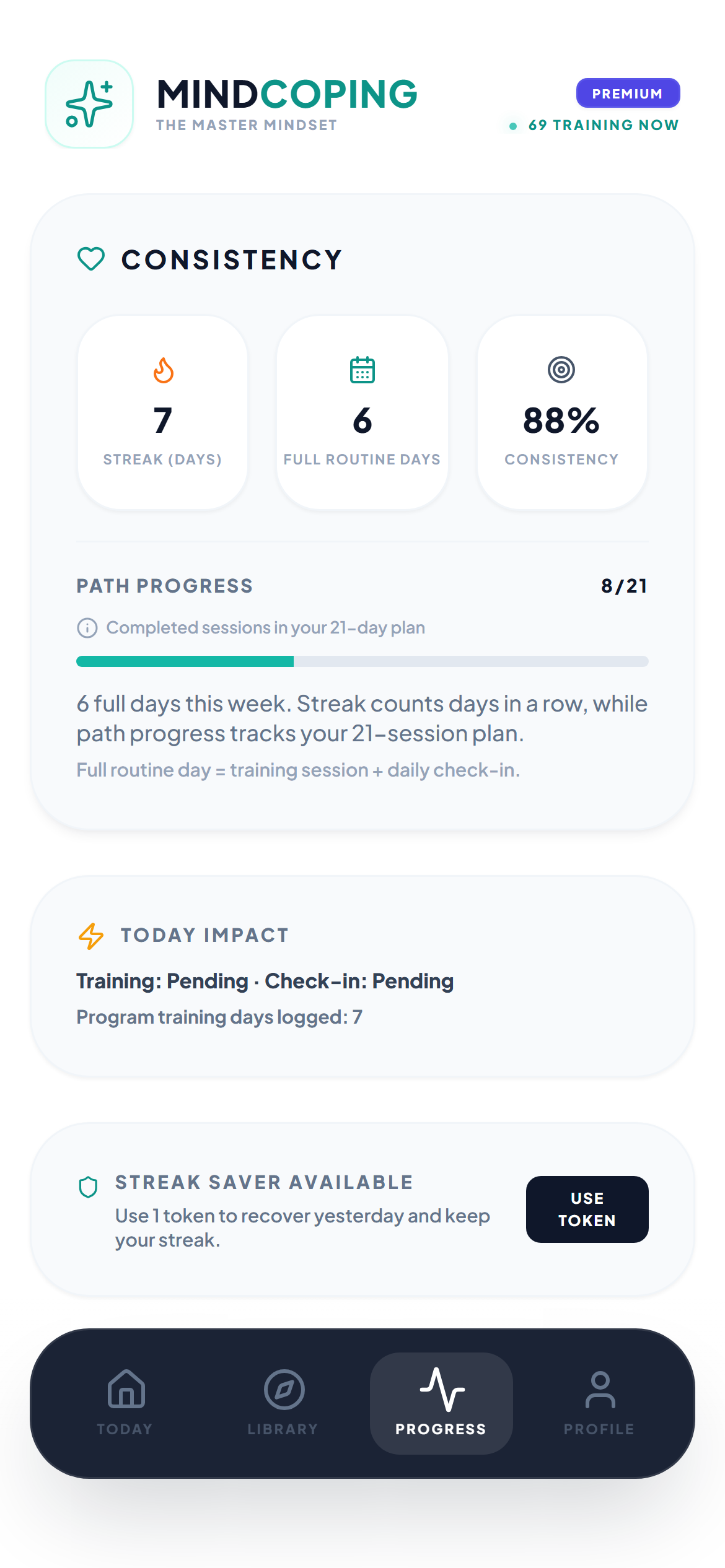 Mind Training — progress tracking